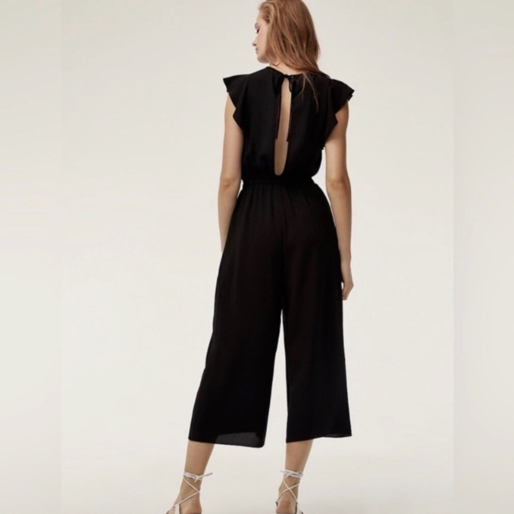 Wilfred Black Ruffle Sleeve Midi Dress, Size Medium